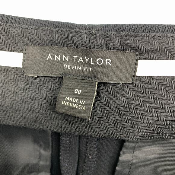 Ann Taylor Devin Fit Crop Pants Womens Size 00 Black Dress Pant - Picture 4 of 6